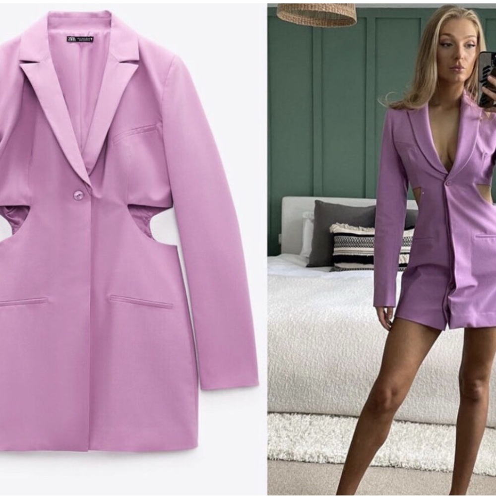 Zara Purple Blazer Tailored Fit Modern Silhouette